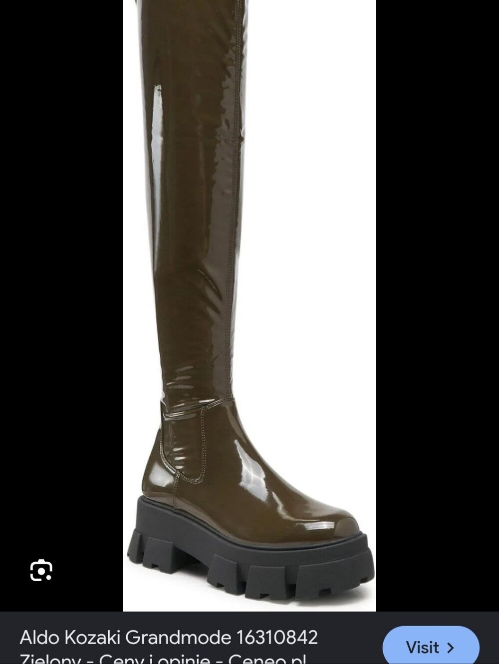Aldo Olive Green Patent Over-the-Knee Chunky Lug Boots